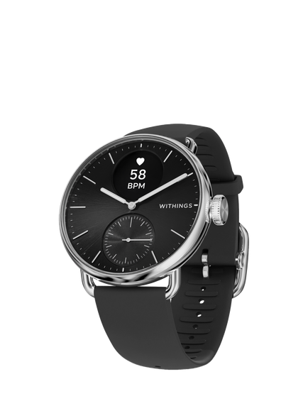 Withings Scanwatch 2 Health & Activity Tracking Smartwatch, 38mm, Black, Black