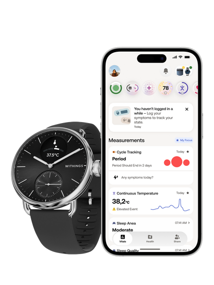 Withings Scanwatch 2 Health & Activity Tracking Smartwatch, 38mm, Black - view 2, Black