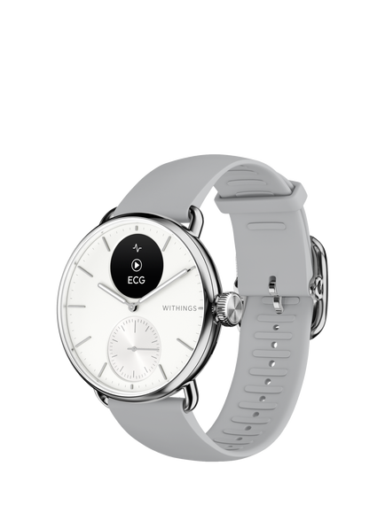 Withings Scanwatch 2 Health & Activity Tracking Smartwatch, 38mm, White, White