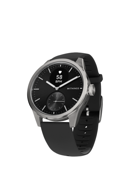Withings Scanwatch 2 Health & Activity Tracking Smartwatch, 42mm, Black, Black
