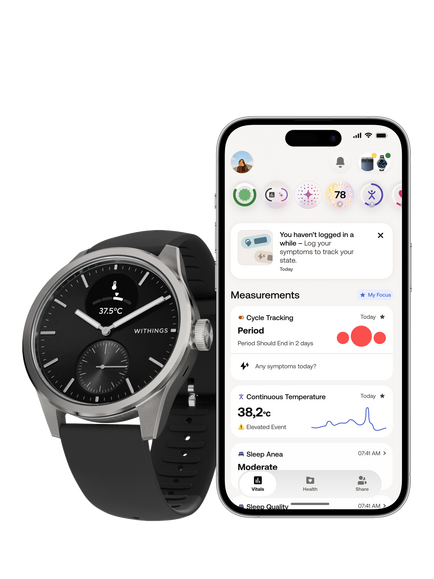 Withings Scanwatch 2 Health & Activity Tracking Smartwatch, 42mm, Black - view 2, Black
