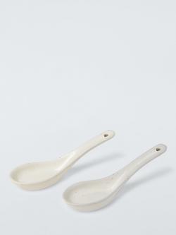 John Lewis Stoneware Soup Spoons, Set of 2, Grey, Mid Grey
