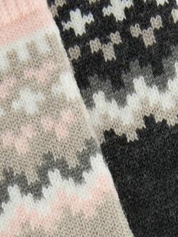 John Lewis Fairisle Acrylic Blend Socks, Pack of 2 - view 2, Charocla/Pink