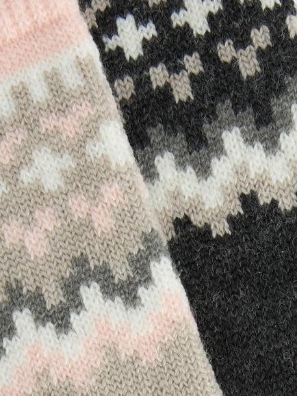 John Lewis Fairisle Acrylic Blend Socks, Pack of 2 - view 2, Charocla/Pink