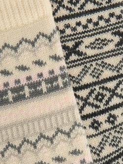 John Lewis Fairisle Acrylic Blend Socks, Pack of 2 - view 2, Cream/Pink/Grey