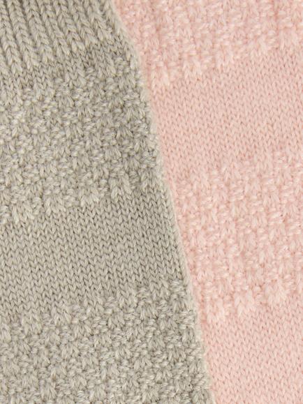 John Lewis Textured Wool Blend Ankle Socks, Pack of 2, Grey/Pink - view 2, Grey/Pink