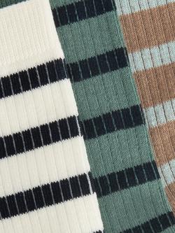 John Lewis Striped Ankle Socks, Pack of 3, Cream/Green/Beige/Multi - view 2, Cream/Green/Beige/Multi