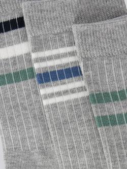 John Lewis Terry Stripe Ankle Socks, Pack of 3, Grey Multi - view 2, Grey Multi