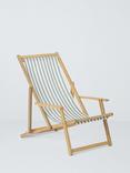 John Lewis ANYDAY Acacia Wood Deck Chair Frame & Striped Sling, Natural/Blue, Natural/Green
