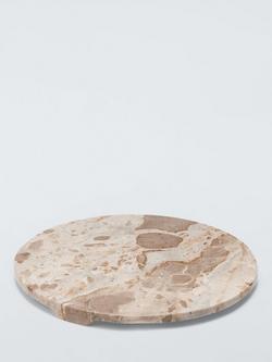 John Lewis Fossil Beige Marble Round Serving Board - view 2, Beige