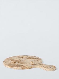John Lewis Fossil Beige Marble Round Serving Board with Handle - view 2, Beige