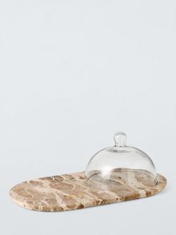 John Lewis Fossil Beige Marble Cheese Board with Glass Dome, Beige