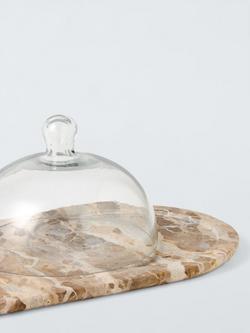 John Lewis Fossil Beige Marble Cheese Board with Glass Dome - view 2, Beige
