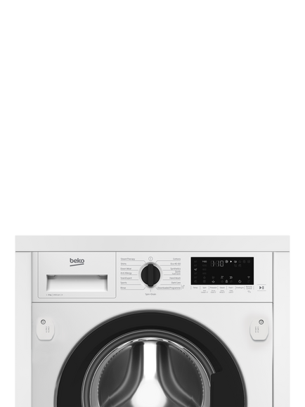 Beko WTIK84122F Integrated Washing Machine, 8kg Load, 1400rpm Spin, White - view 2, White