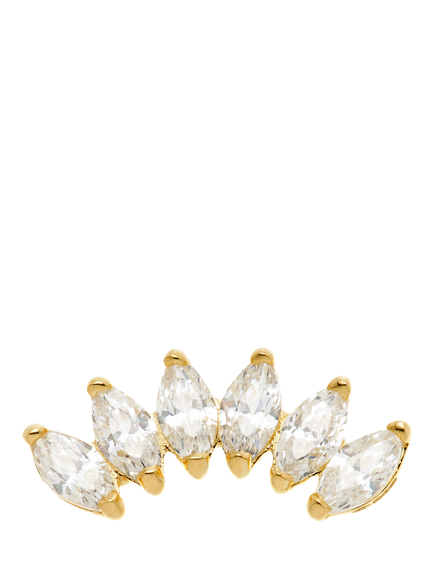 Tish Lyon Artemis 14ct Gold Cubic Zirconia Marquise Cluster Flatback Stud Earring, Single, Gold