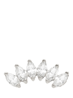 Tish Lyon Artemis 14ct Gold Cubic Zirconia Marquise Cluster Flatback Stud Earring, Single, Silver