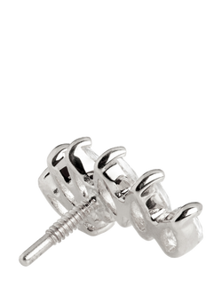 Tish Lyon Artemis 14ct Gold Cubic Zirconia Marquise Cluster Flatback Stud Earring, Single - view 2, Silver