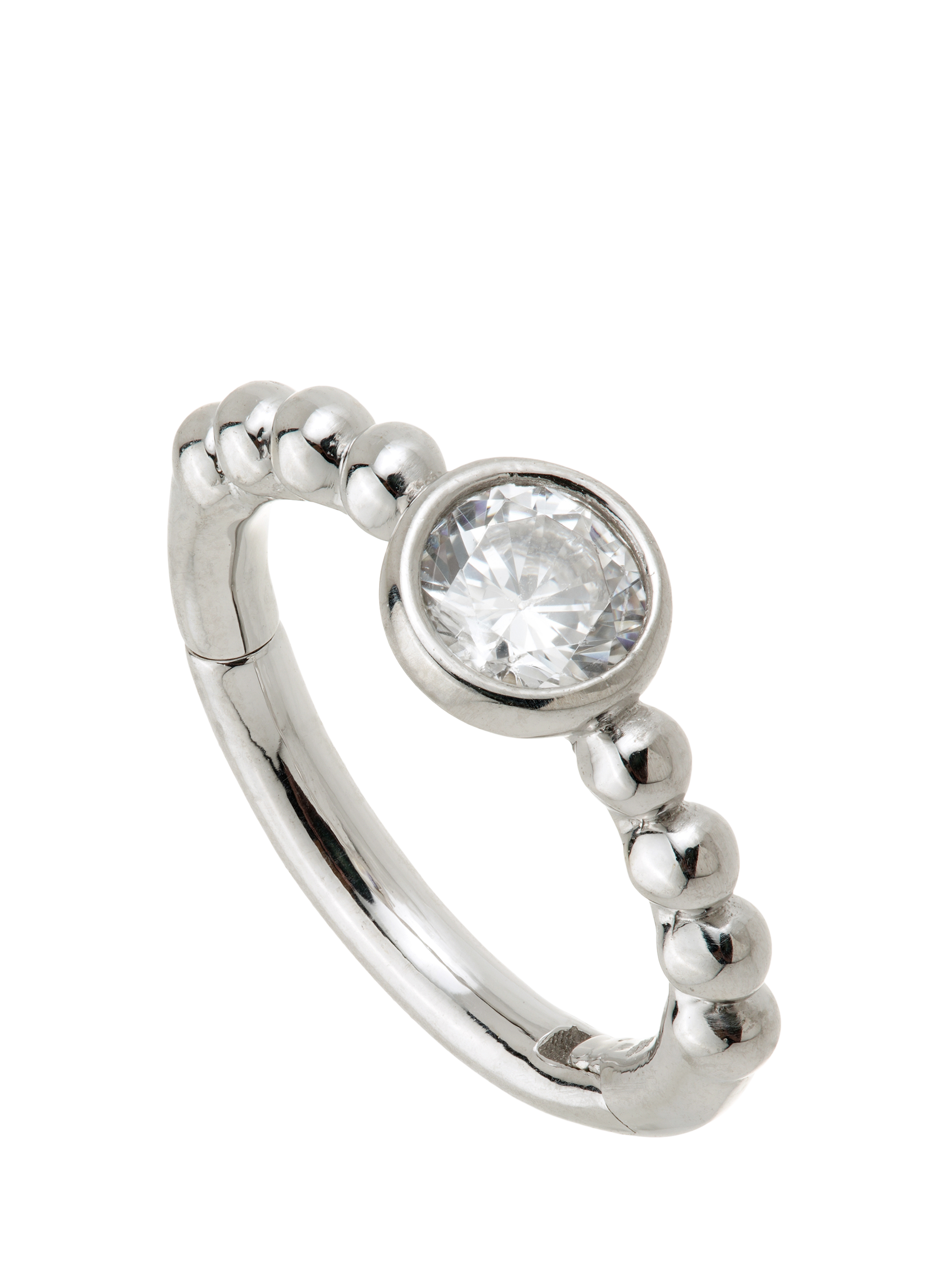 Product image 1 of 2, which shows Tish Lyon Asteria 9ct Gold Bubble Gem Hoop Earring, Single, Silver