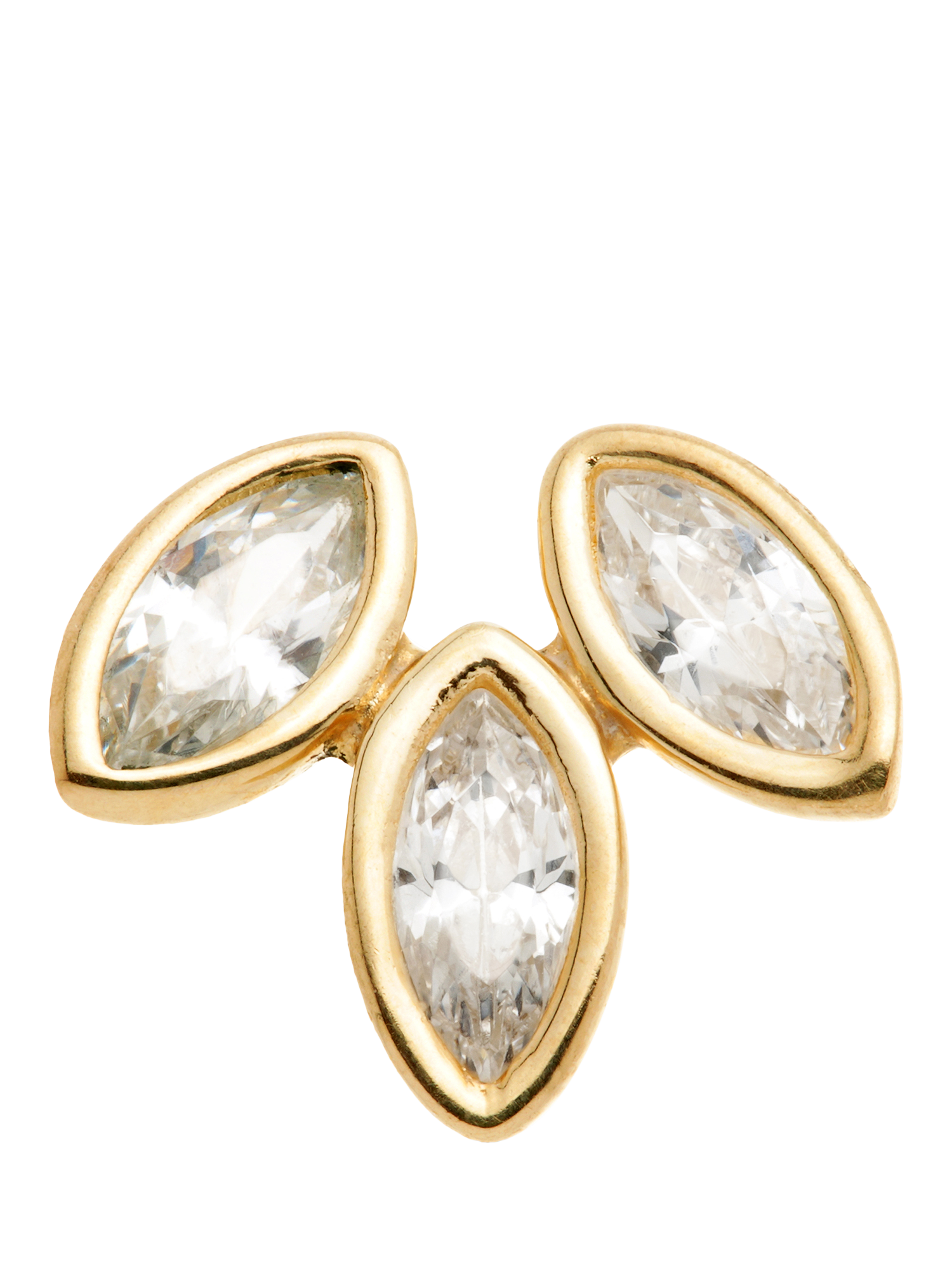 Product image 1 of 5, which shows Tish Lyon Brigid 14ct Gold Marquise Lotus Flatback Stud Earring, Single, Gold