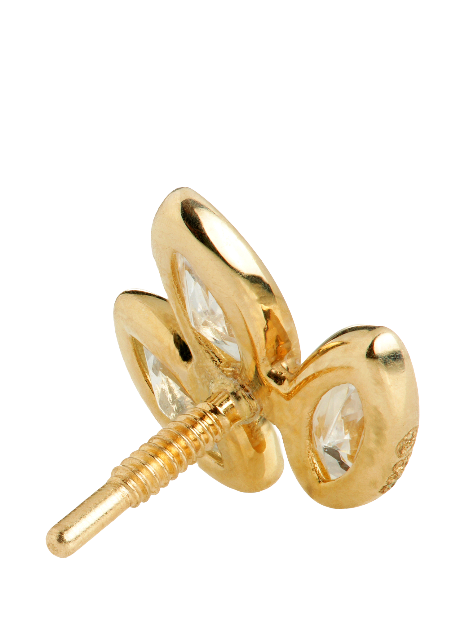 Product image 3 of 5, which shows Tish Lyon Brigid 14ct Gold Marquise Lotus Flatback Stud Earring, Single, Gold