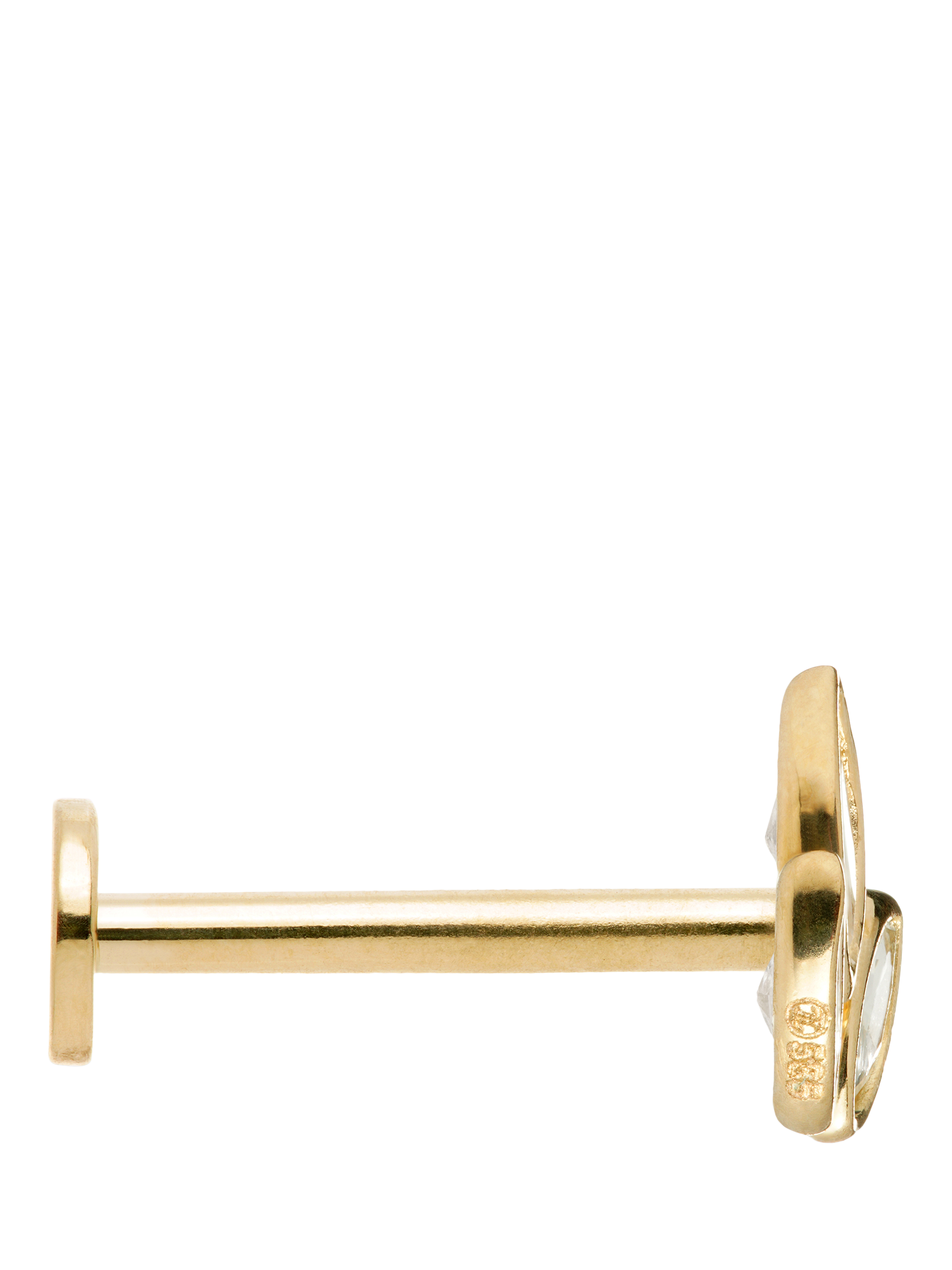 Product image 4 of 5, which shows Tish Lyon Brigid 14ct Gold Marquise Lotus Flatback Stud Earring, Single, Gold