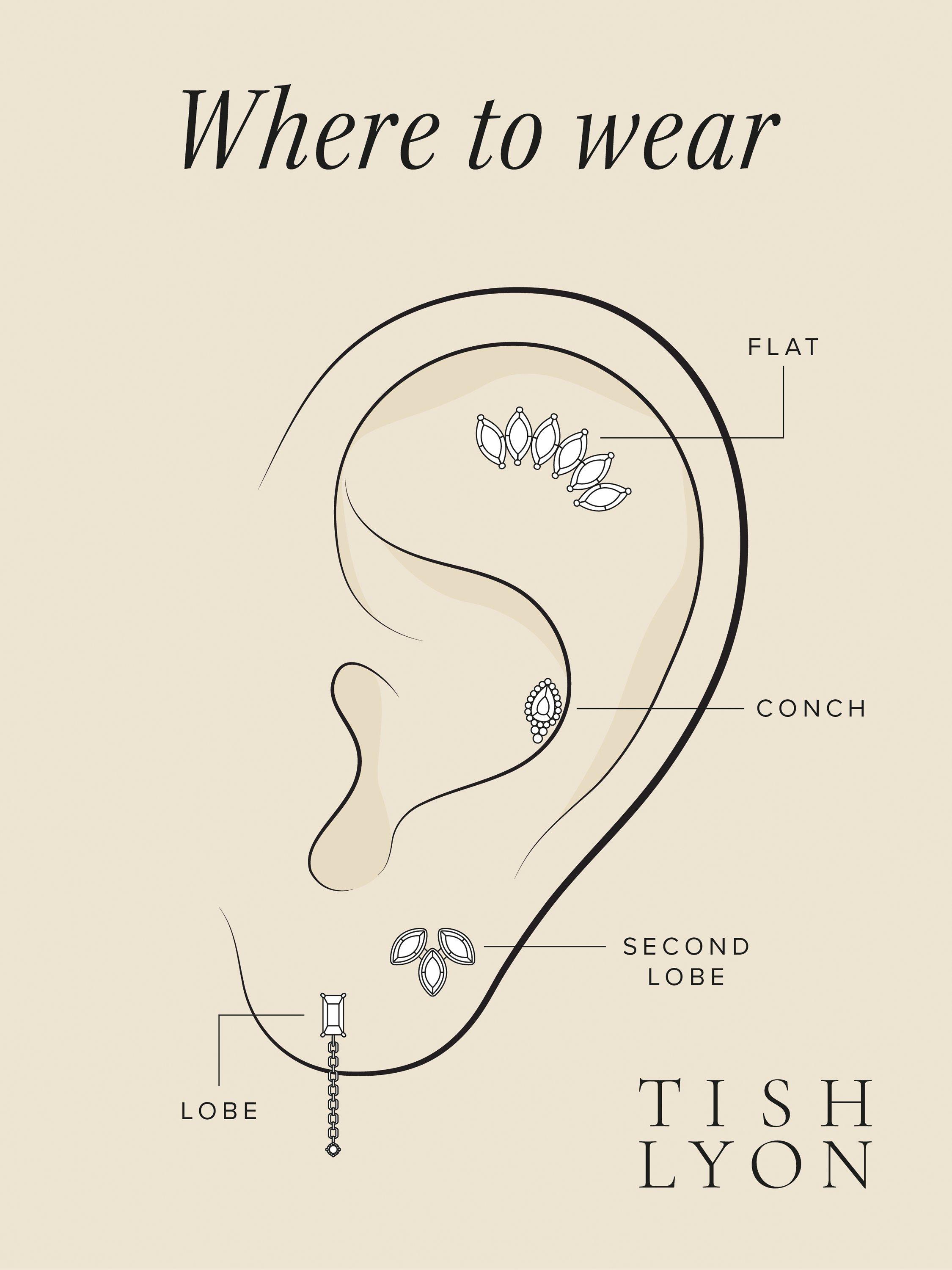Product image 5 of 5, which shows Tish Lyon Brigid 14ct Gold Marquise Lotus Flatback Stud Earring, Single, Gold