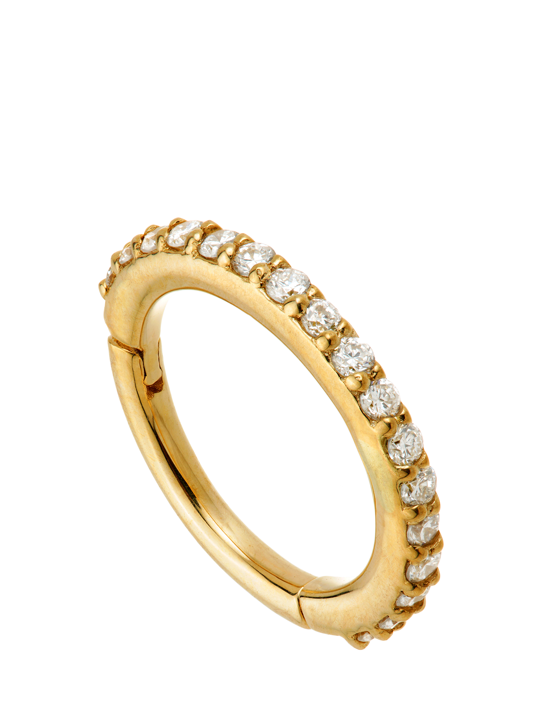 Product image 1 of 2, which shows Tish Lyon Elvina 9ct Gold Lab Grown Diamond Pavé Hoop Earring, Single, Gold