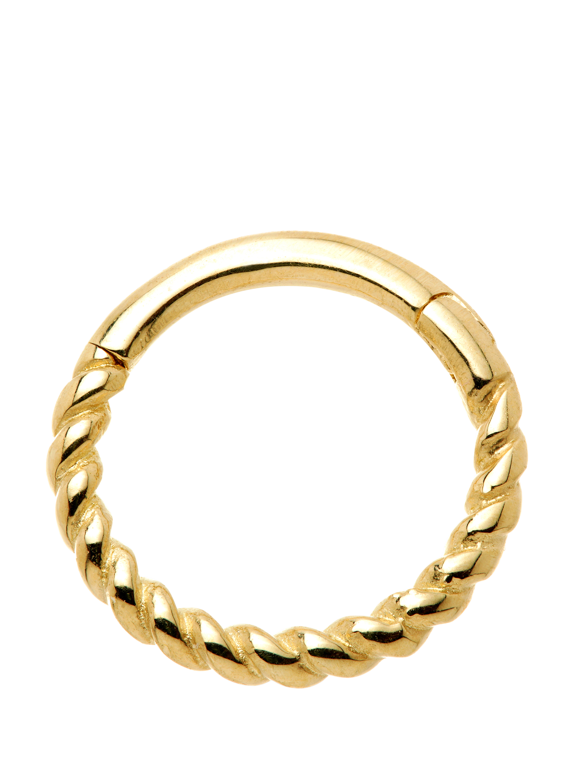 Product image 1 of 2, which shows Tish Lyon Eris 9ct Gold Rope Hoop Earring, Single, 7mm, Gold