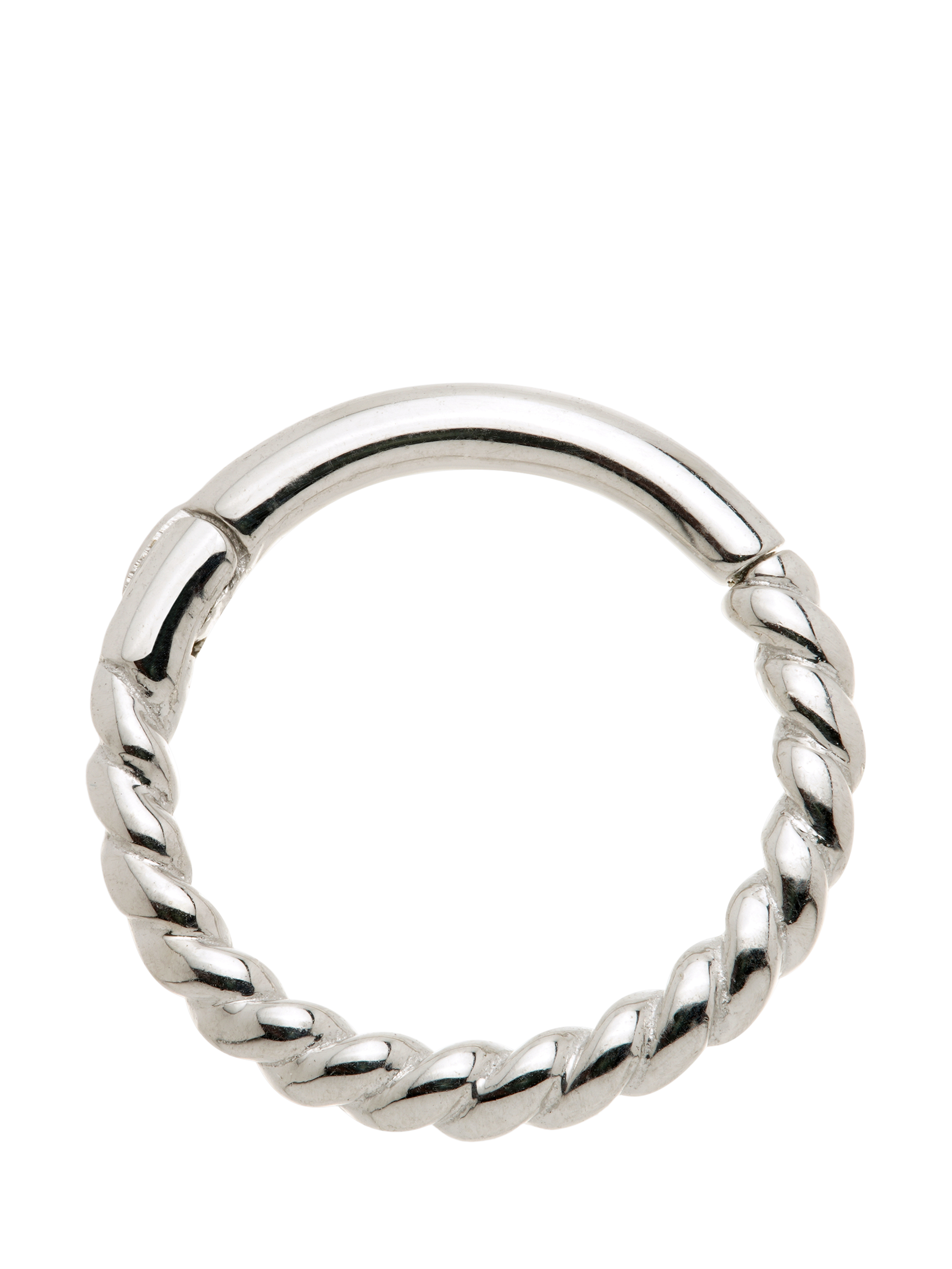 Product image 1 of 2, which shows Tish Lyon Eris 9ct Gold Rope Hoop Earring, Single, 7mm, Silver