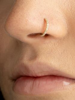 Tish Lyon Aurora Eternal 9ct Gold Pavé Thin Hoop Earring, Single - view 2, Gold