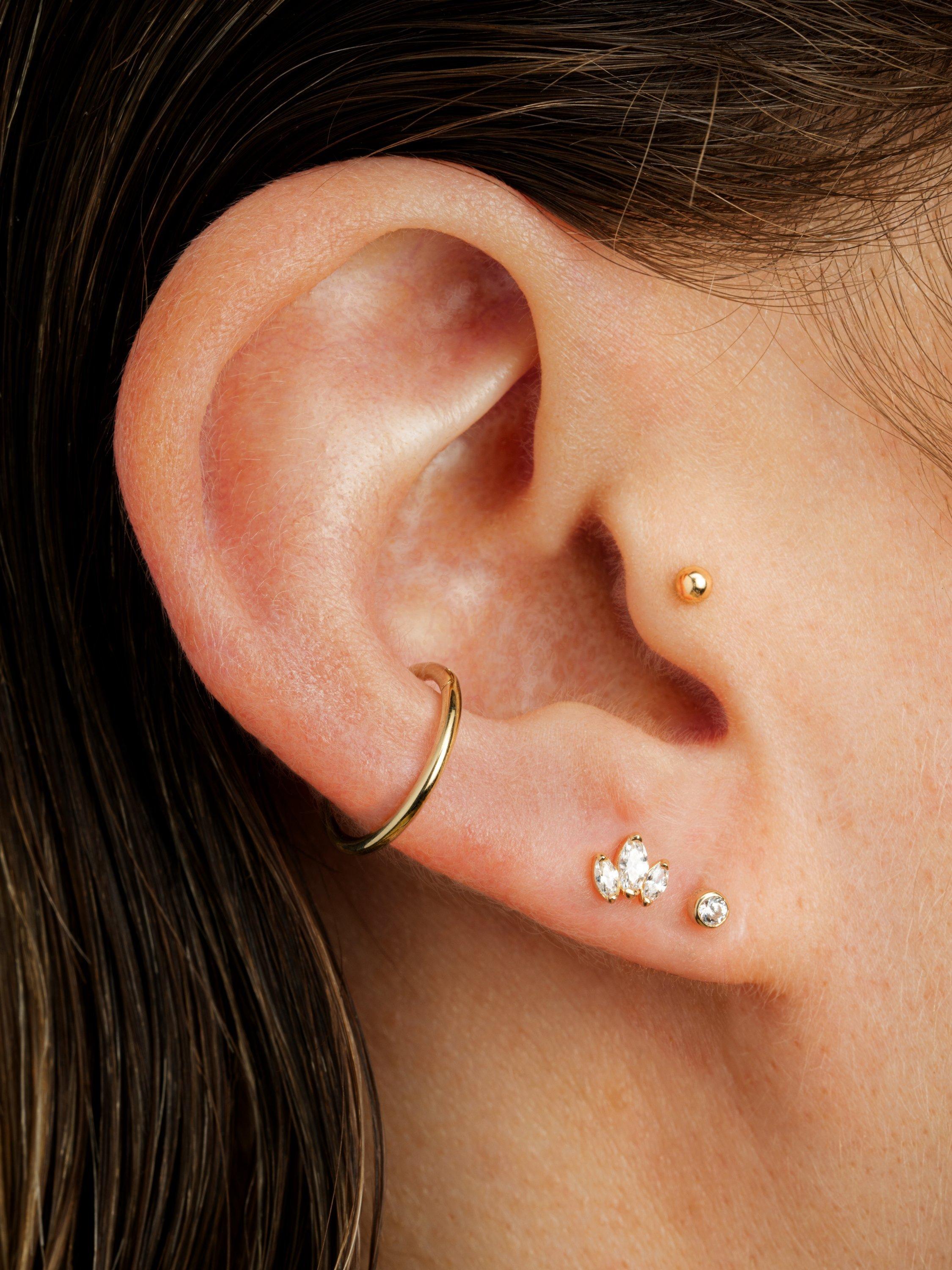 Product image 2 of 3, which shows Tish Lyon Eve 9ct Gold Plain Hoop Earring, Single, 11mm, Gold