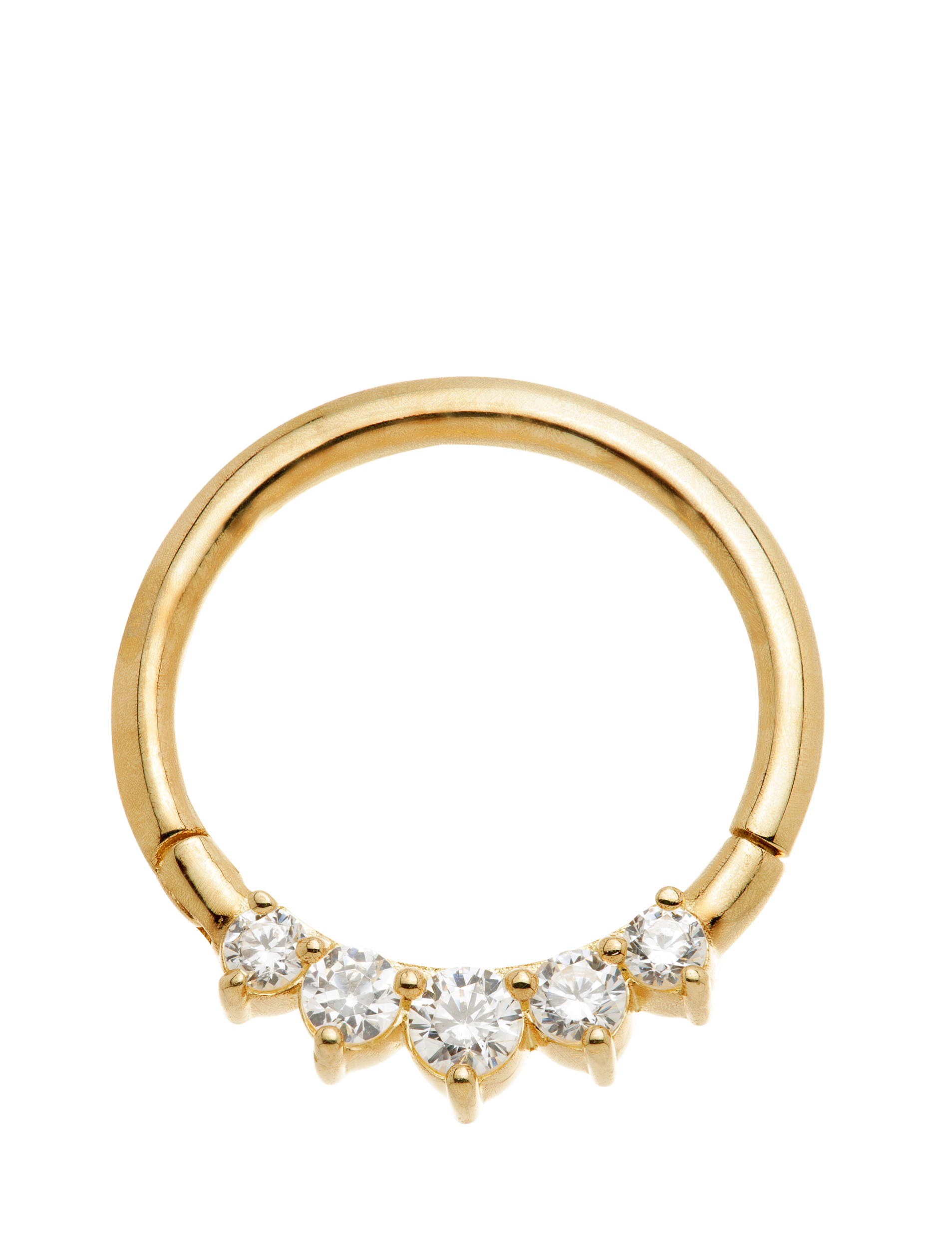 Product image 1 of 3, which shows Tish Lyon Feronia 9ct Gold Graduated Gem Daith and Septum Hoop Earring, Single, Gold