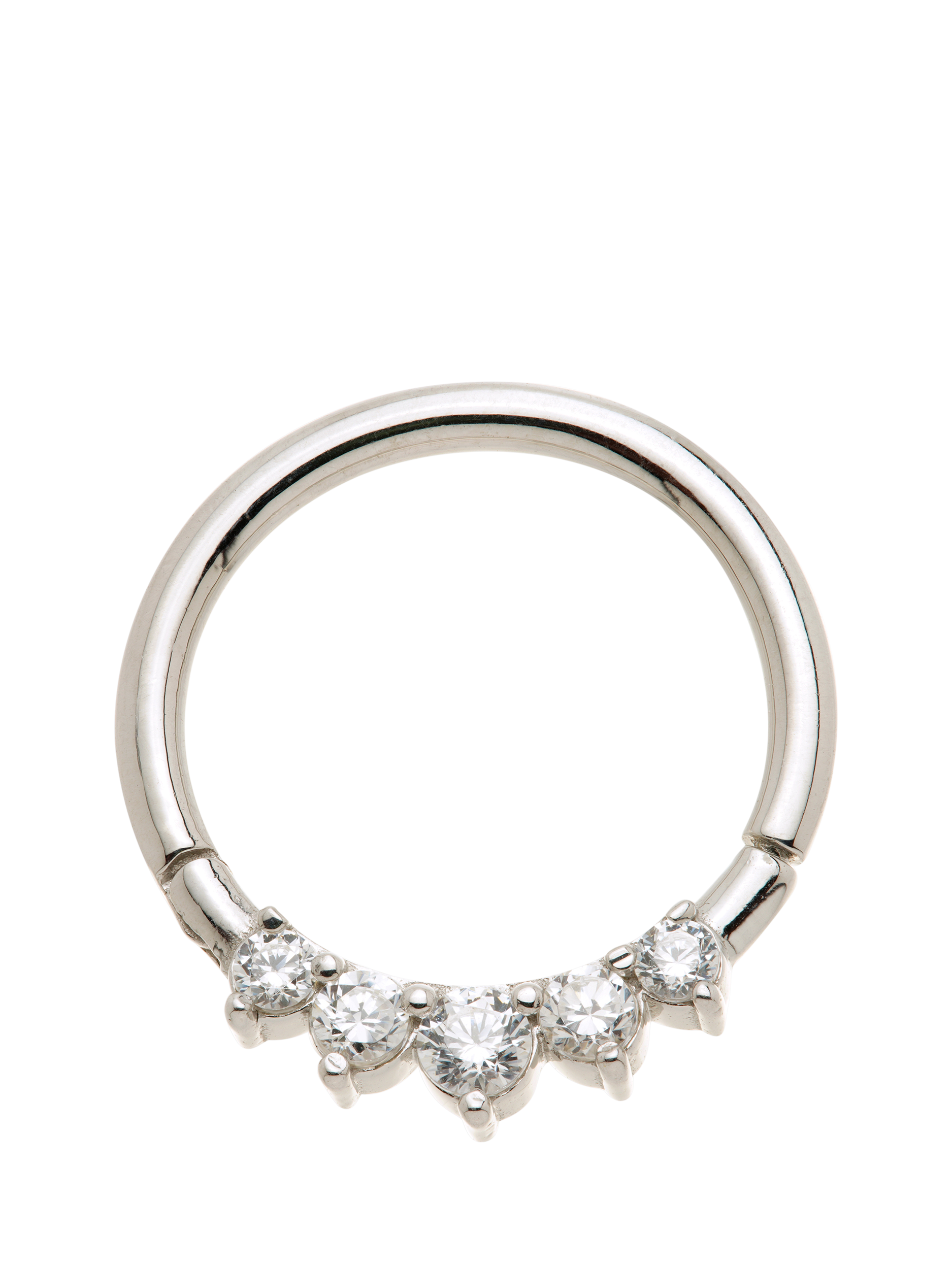Product image 1 of 2, which shows Tish Lyon Feronia 9ct Gold Graduated Gem Daith and Septum Hoop Earring, Single, Silver