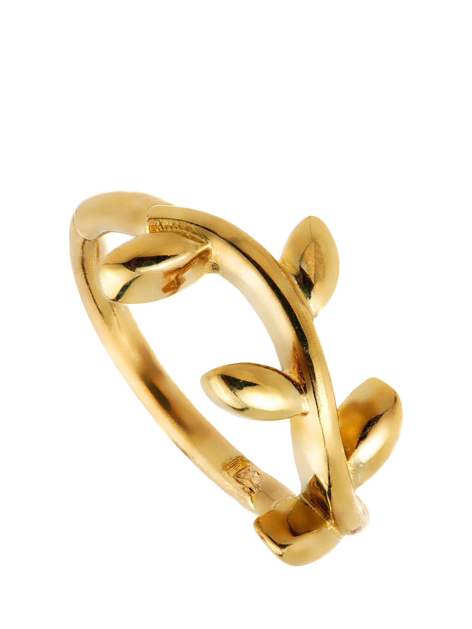 Product image 1 of 3, which shows Tish Lyon Flora 9ct Gold Vine Leaf Hoop Earring, Single, Gold