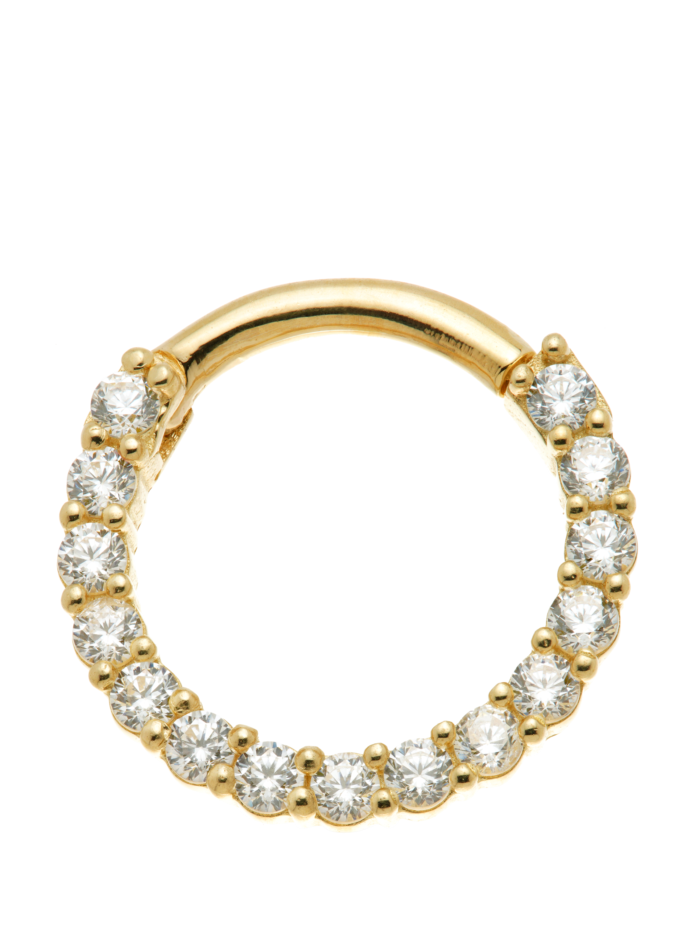 Product image 1 of 4, which shows Tish Lyon Harmonia 9ct Gold Princess Cut Daith and Septum Hoop Earring, Single, Gold