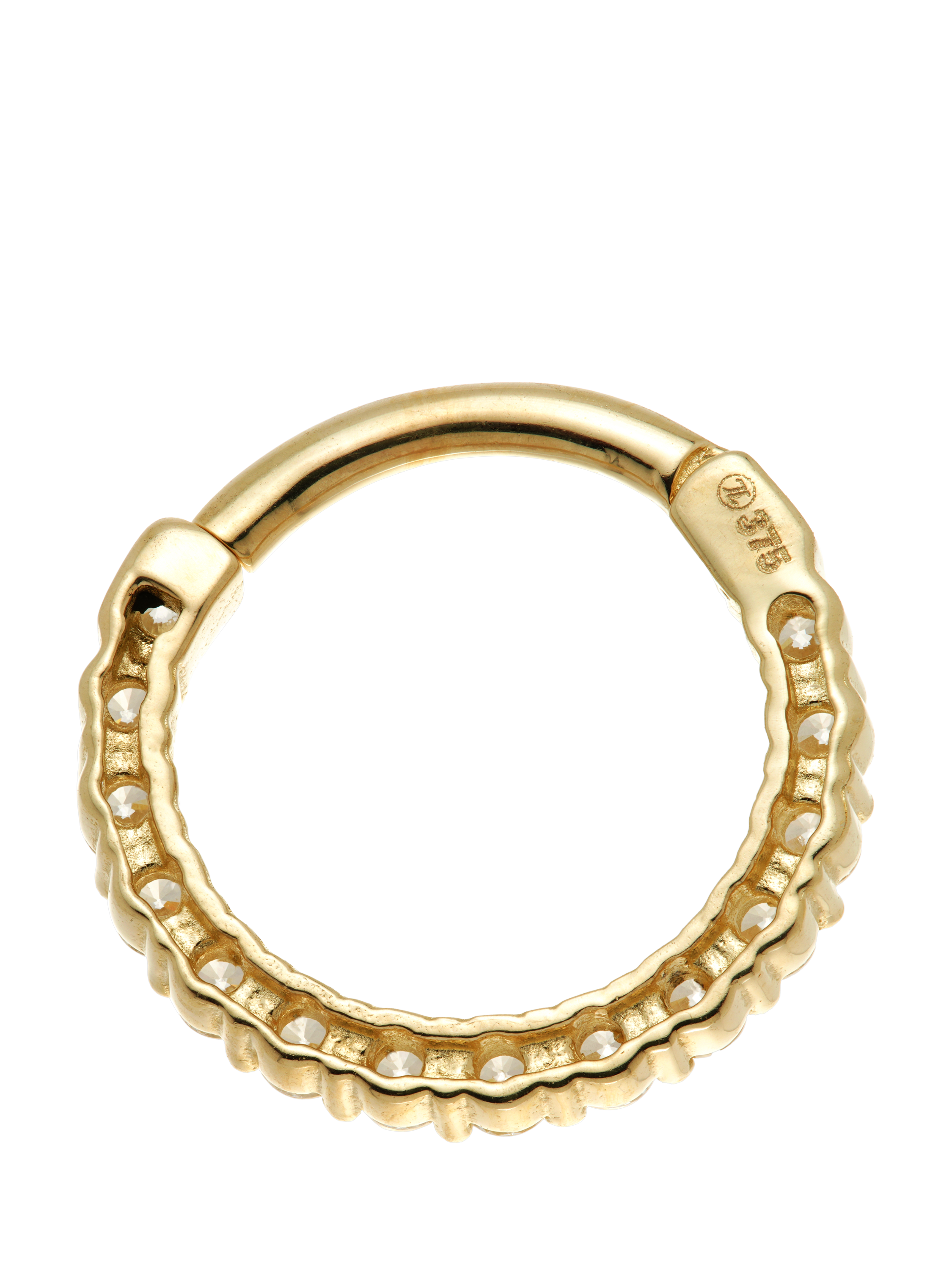 Product image 2 of 4, which shows Tish Lyon Harmonia 9ct Gold Princess Cut Daith and Septum Hoop Earring, Single, Gold