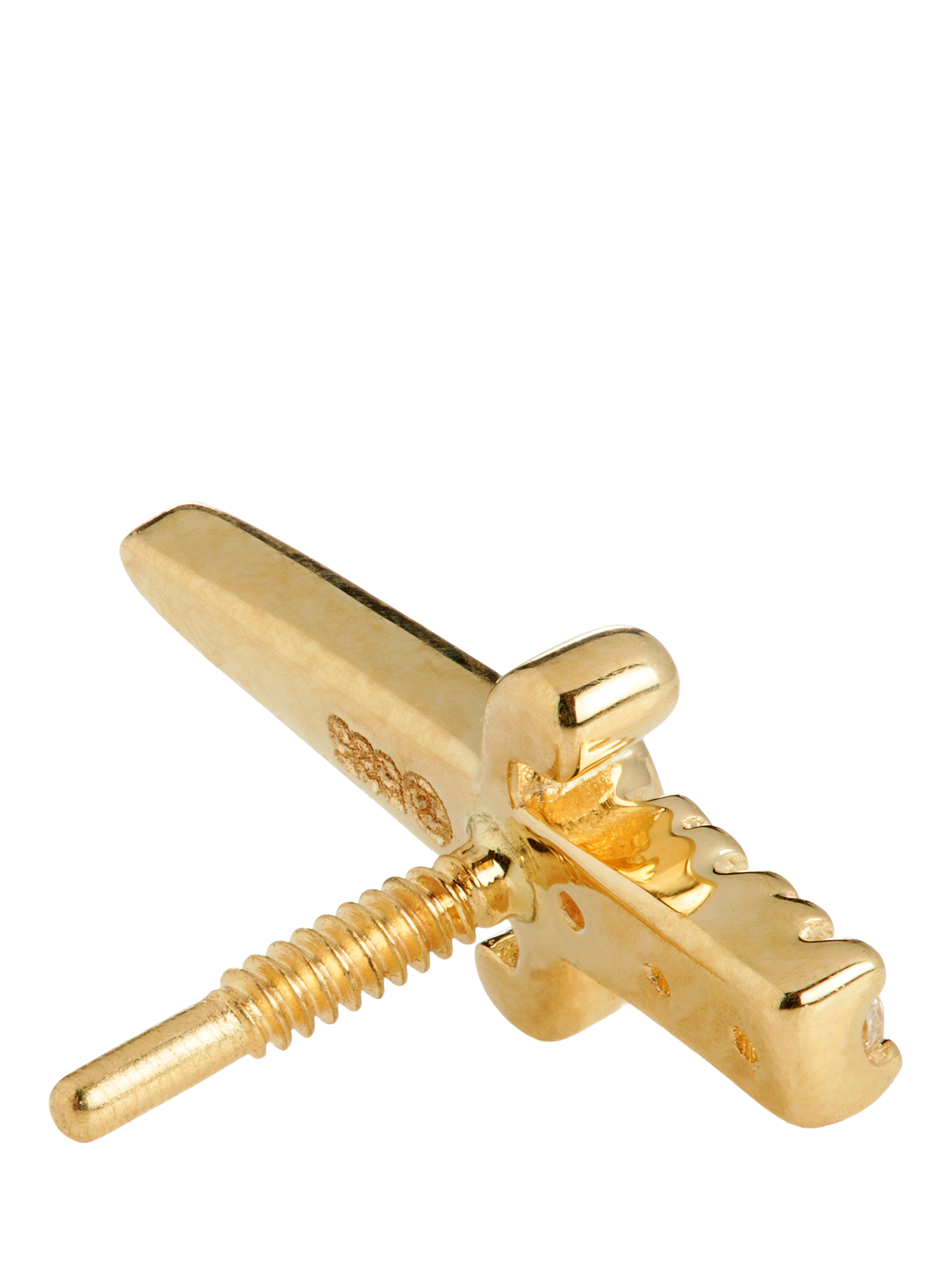 Product image 3 of 5, which shows Tish Lyon Joanna 14ct Gold Jewelled Dagger Flatback Stud Earring, Single, Gold