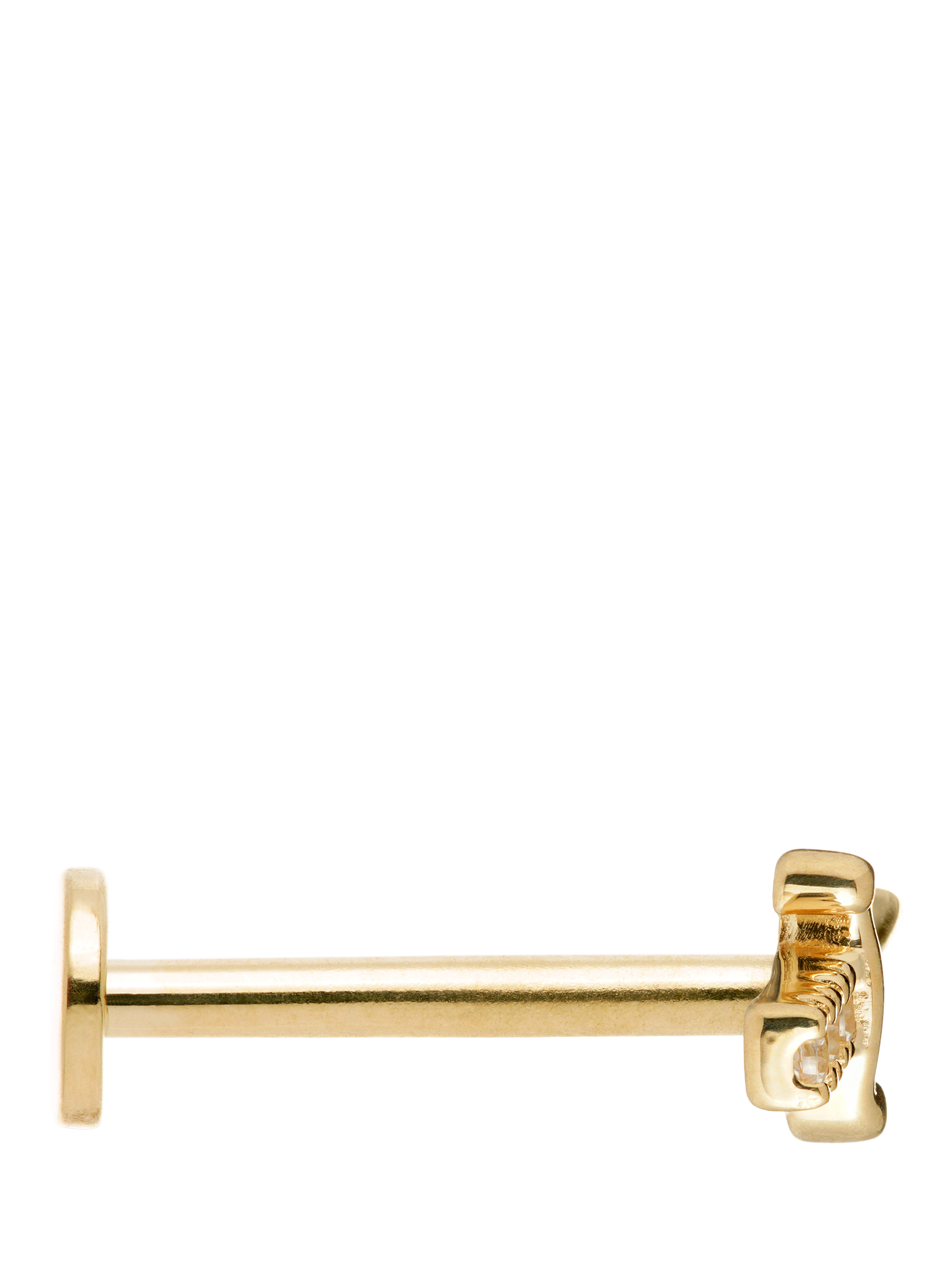 Product image 4 of 5, which shows Tish Lyon Joanna 14ct Gold Jewelled Dagger Flatback Stud Earring, Single, Gold