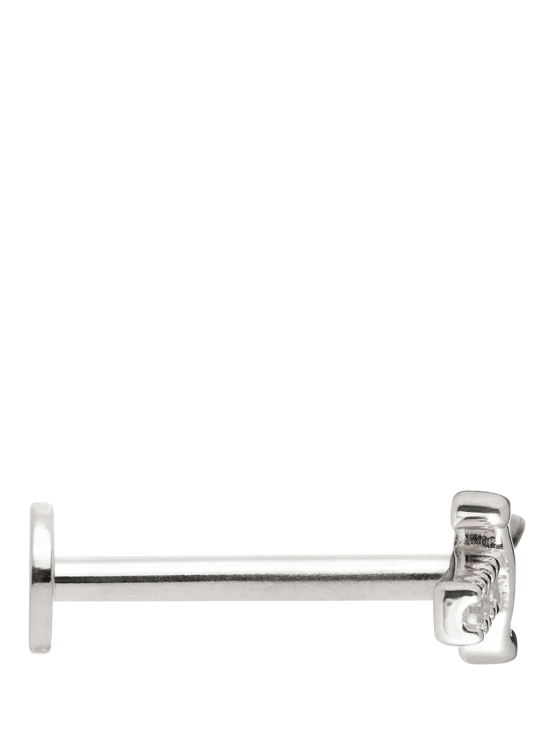 Product image 3 of 4, which shows Tish Lyon Joanna 14ct Gold Jewelled Dagger Flatback Stud Earring, Single, Silver