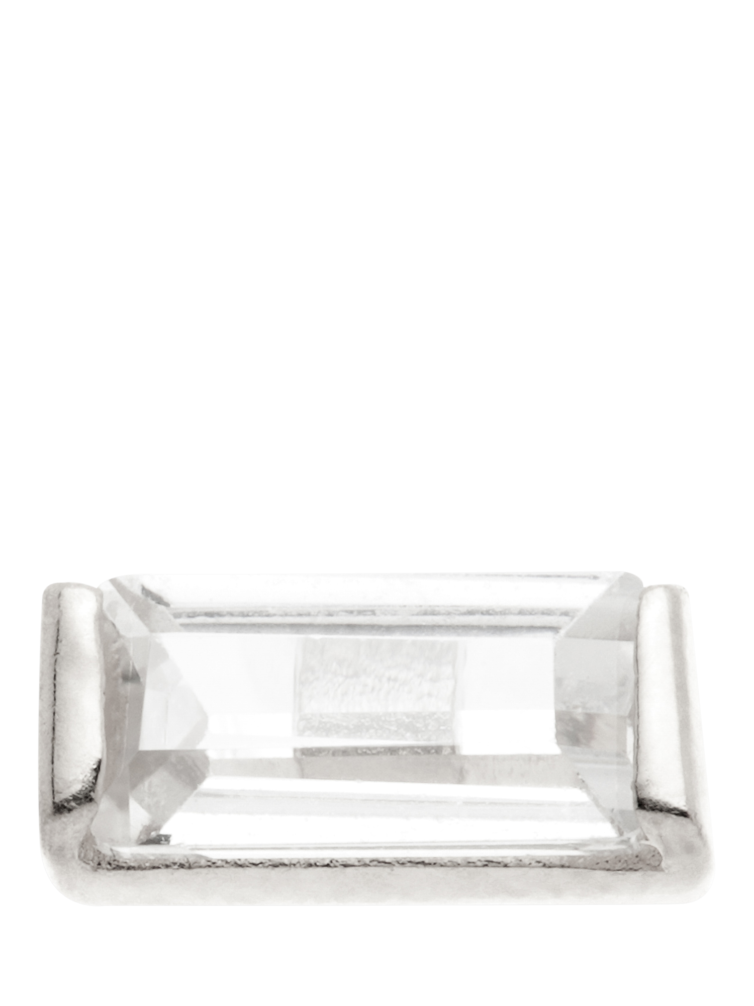 Product image 1 of 4, which shows Tish Lyon Leto 14ct Gold Jewelled Baguette Flatback Stud Earring, Single, Silver