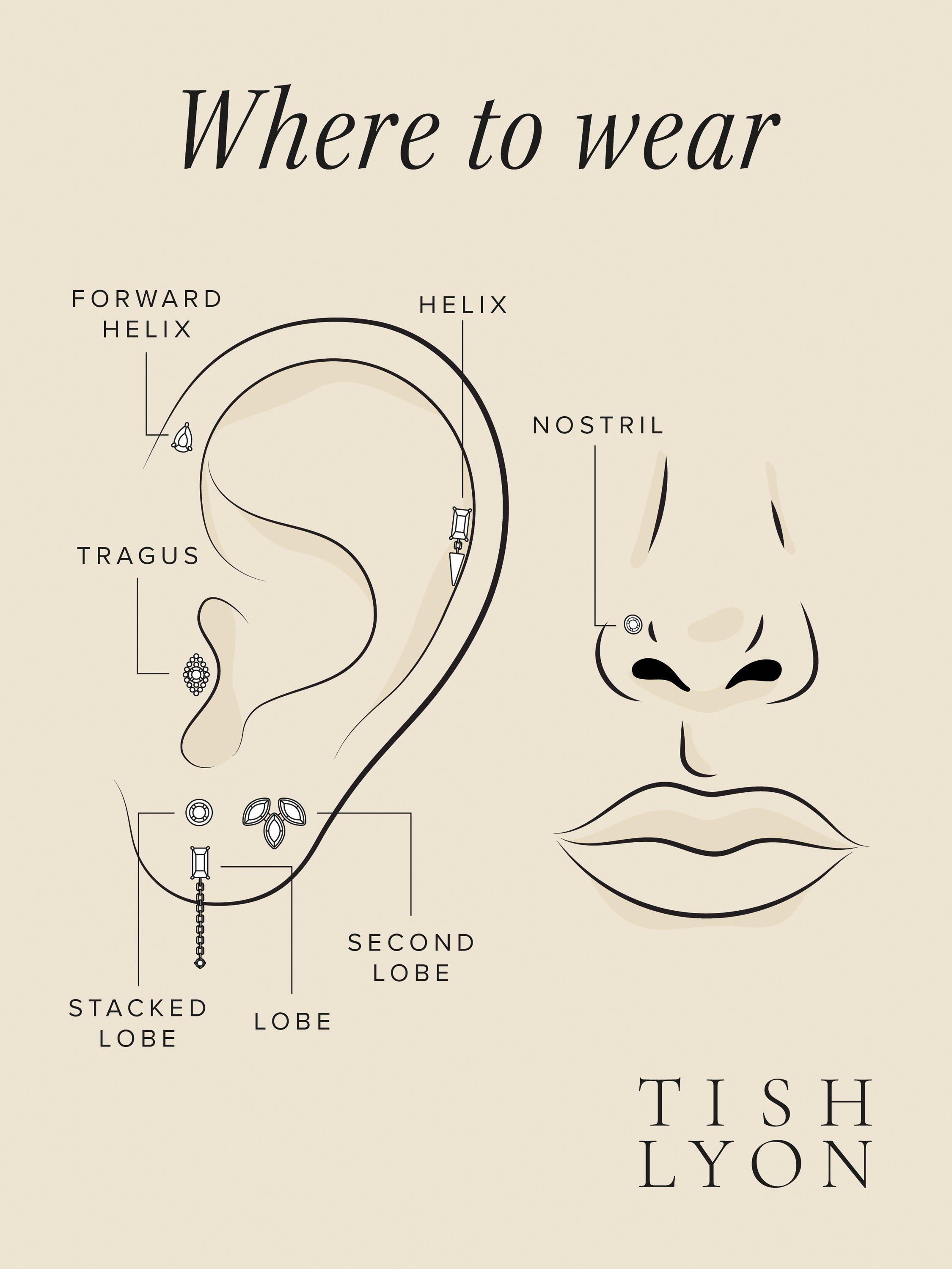 Product image 4 of 4, which shows Tish Lyon Leto 14ct Gold Jewelled Baguette Flatback Stud Earring, Single, Silver