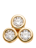 Tish Lyon Nefertiti 14ct Gold Lab Grown Diamond Trio Flatback Stud Earring, Single