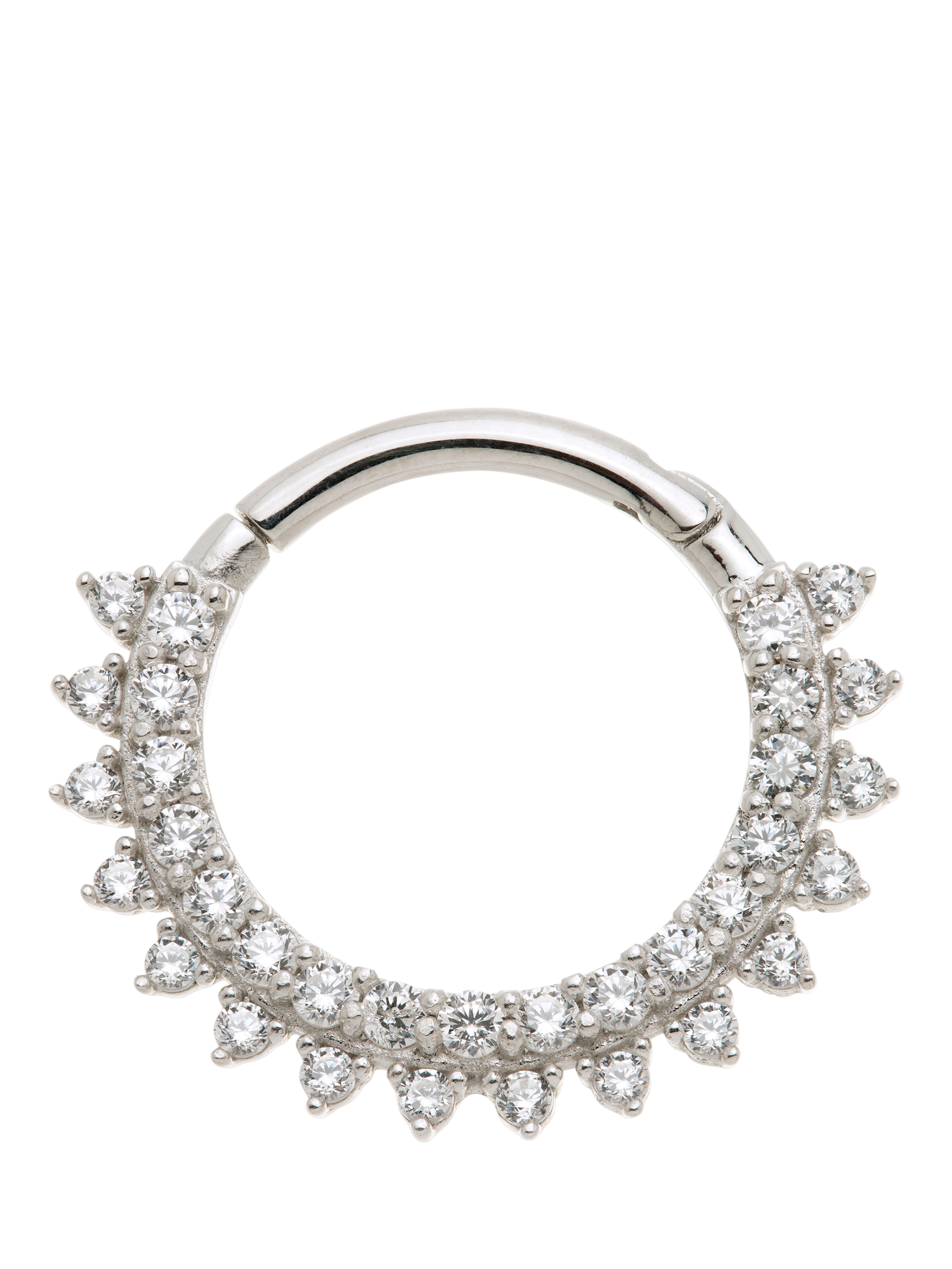 Product image 1 of 2, which shows Tish Lyon Selene 9ct Gold Multi Gem Daith & Septum Hoop Earring, Single, Silver