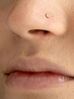 Tish Lyon Teles 9ct Gold Lab Grown Diamond Prong Nose Stud, Single - view 2, Gold