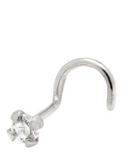 Tish Lyon Teles 9ct Gold Lab Grown Diamond Prong Nose Stud, Single, Silver