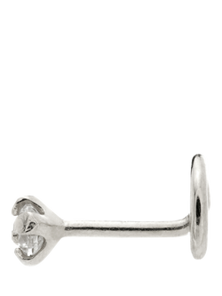 Tish Lyon Teles 9ct Gold Lab Grown Diamond Prong Nose Stud, Single - view 2, Silver