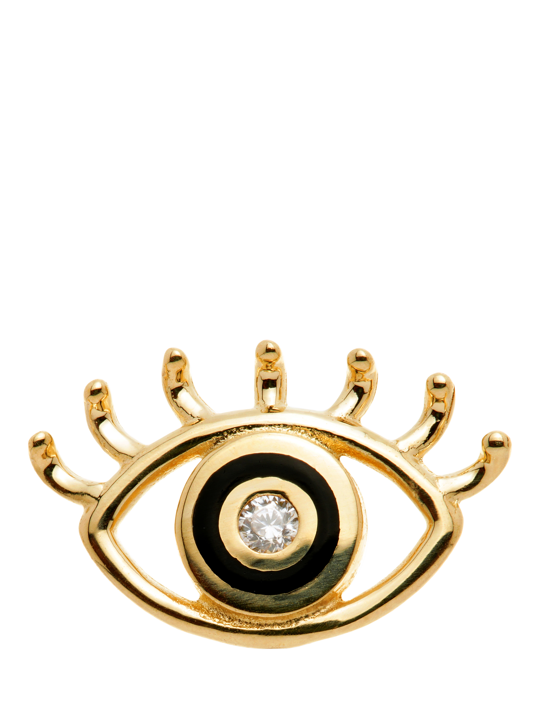 Product image 1 of 5, which shows Tish Lyon Theia 14ct Gold Jewelled Eye Flatback Stud Earring, Single, Gold