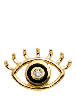 Tish Lyon Theia 14ct Gold Jewelled Eye Flatback Stud Earring, Single, Gold