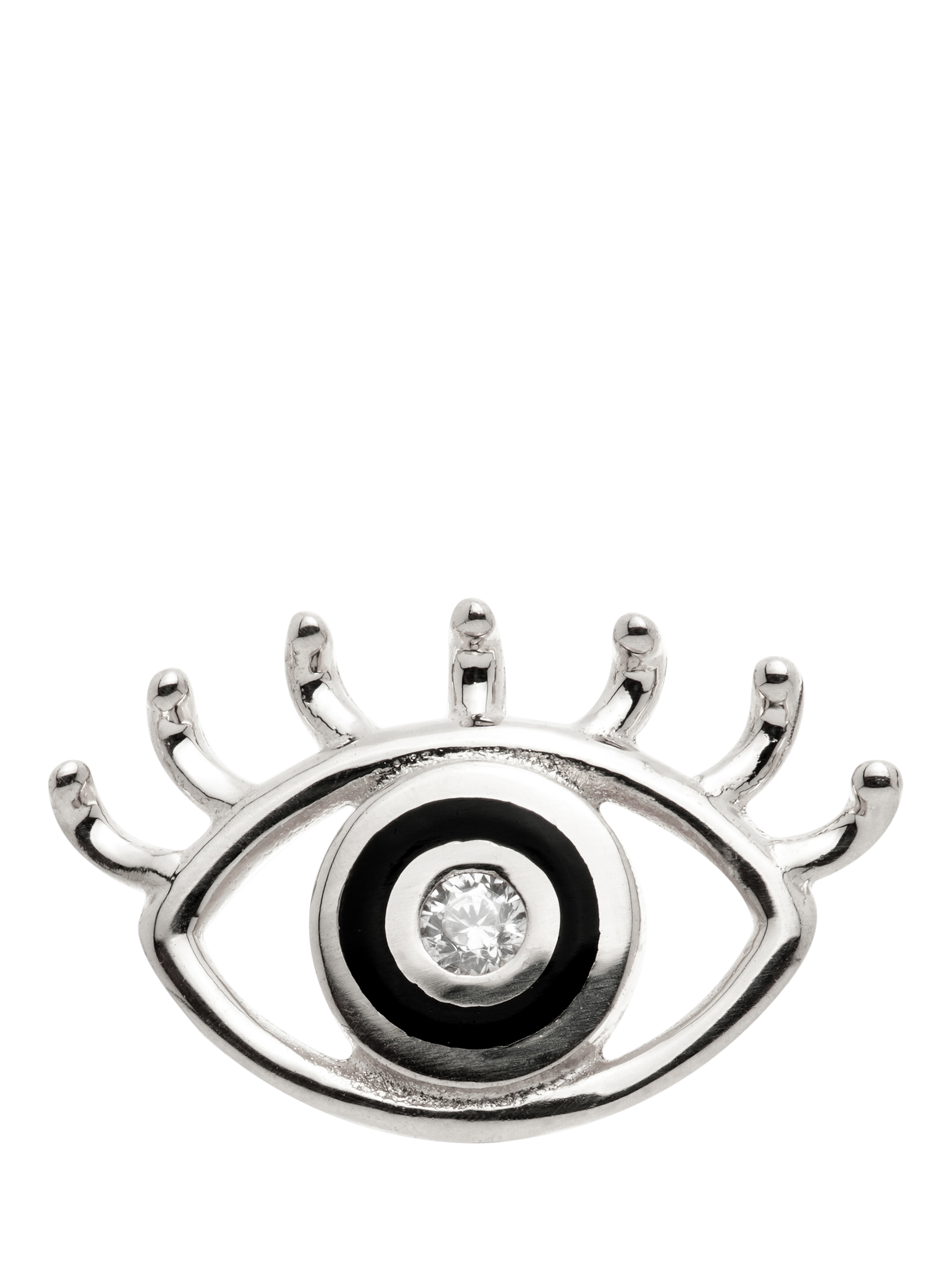Product image 1 of 4, which shows Tish Lyon Theia 14ct Gold Jewelled Eye Flatback Stud Earring, Single, Silver