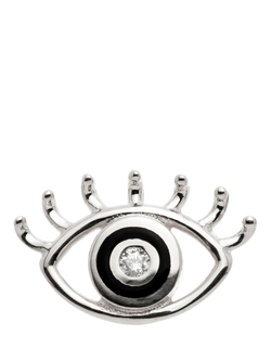 Tish Lyon Theia 14ct Gold Jewelled Eye Flatback Stud Earring, Single, Silver